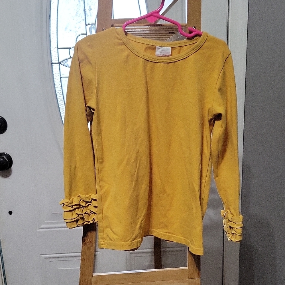 Yellow Ruffle Sleeve Kids Top